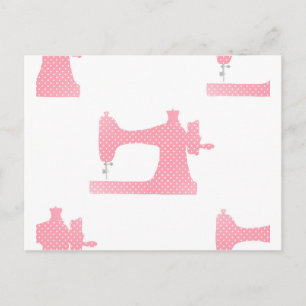 pink sewing machine postcard