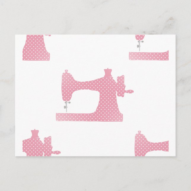 pink sewing machine postcard (Front)
