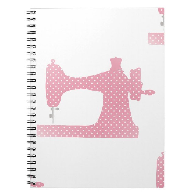 pink sewing machine spiral notebook (Front)