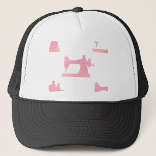 pink sewing machine trucker hat