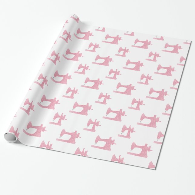 pink sewing machine wrapping paper (Unrolled)
