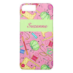 Pink Sewing Notions Art Name Personalised Case-Mate iPhone Case