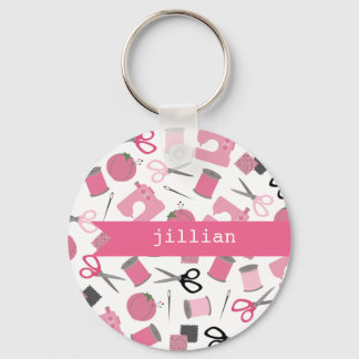 Pink Sewing Personalised Keychain