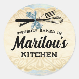 pink shabby chic fork whisk food gift tag label