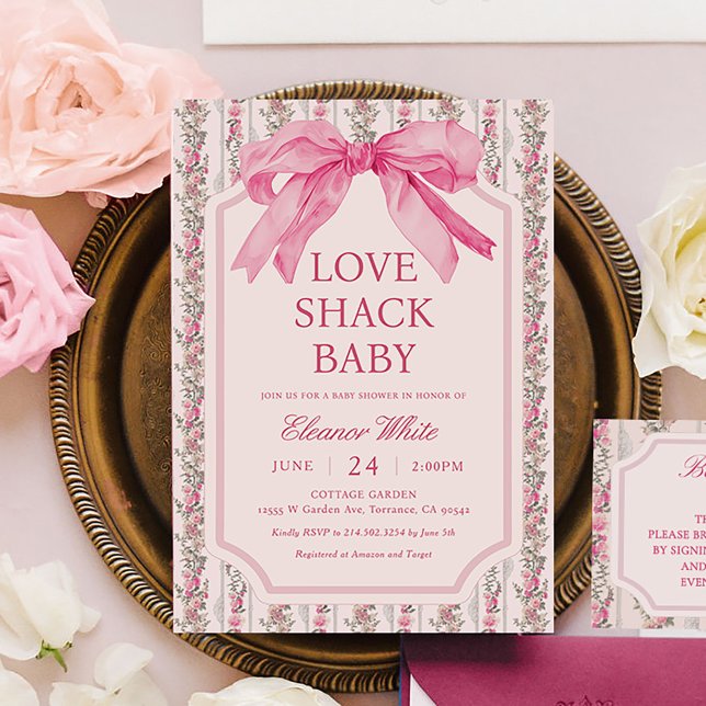 Pink Shabby Chic Love Shack baby Shower Invitation (Creator Uploaded)