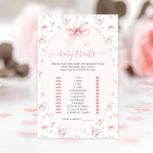 Pink Shabby Floral Bow Baby Traits Shower Games