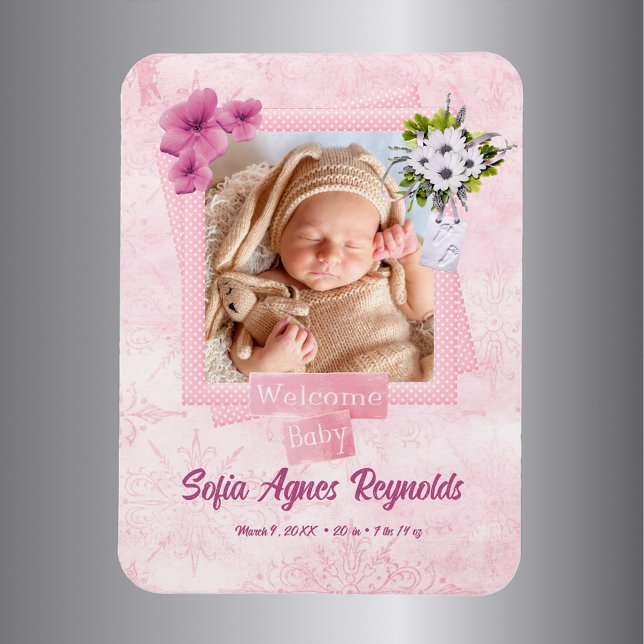 Pink Shabby Style Baby Magnet (Creator Uploaded)