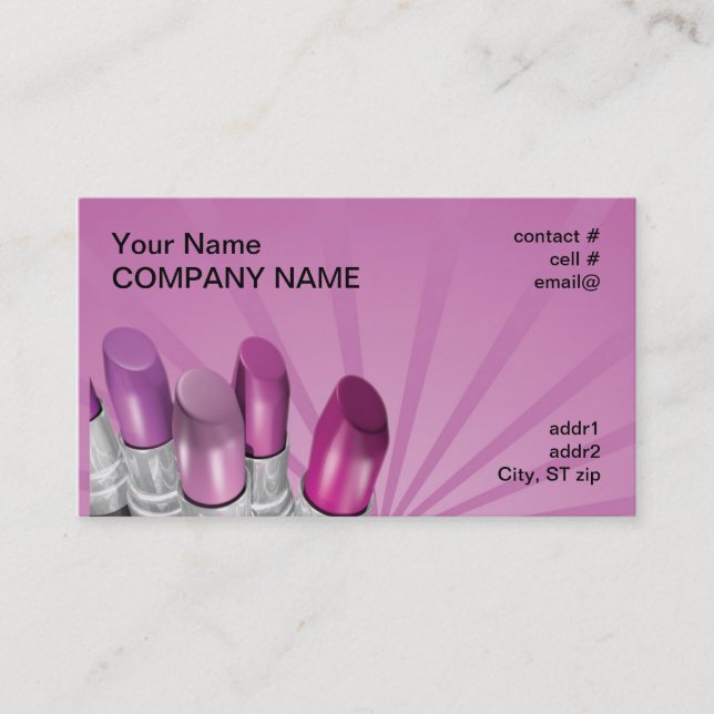 pink shades lipstick business card (Front)