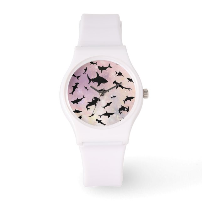 Pink shadow fish shark on gradient galaxy Space Watch (Front)