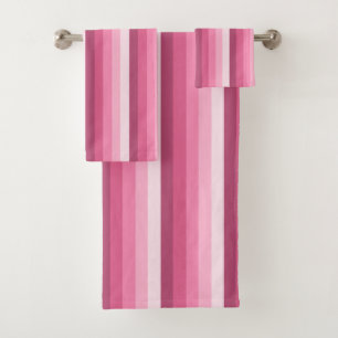 Pink shadow stripes bath towel set