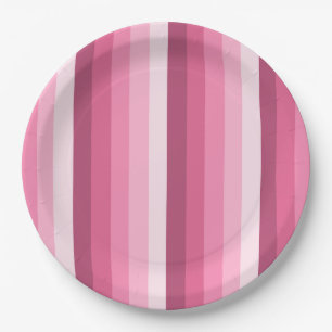 Pink shadow stripes paper plate