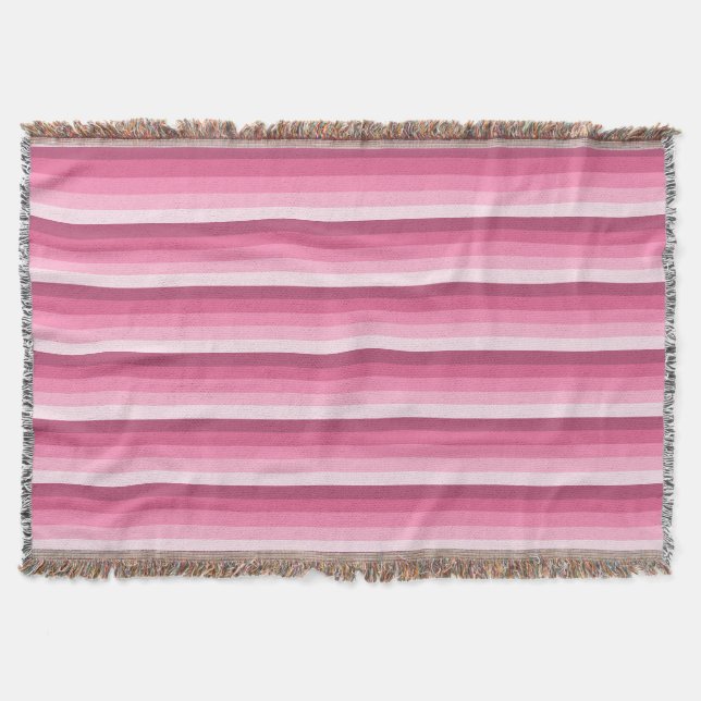 Pink shadow stripes throw blanket (Front)