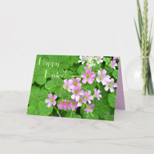 Pink Shamrock Flowers Happy Easter Card