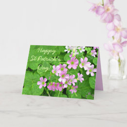 Pink Shamrock Flowers Happy St Patrick's Day Card