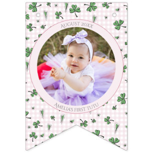 Pink Shamrock Happy Birthday Photo Bunting