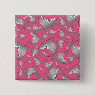 Pink shark pattern 15 cm square badge