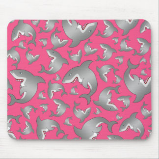 Pink shark pattern mouse pad