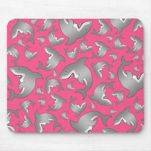Pink shark pattern mouse pad (Front)