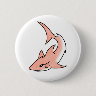 pink shark week cartoon tattoo art ocean animal 6 cm round badge