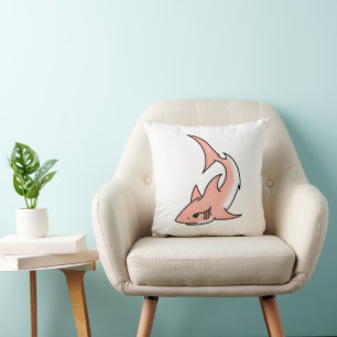 pink shark week cartoon tattoo art ocean animal cushion