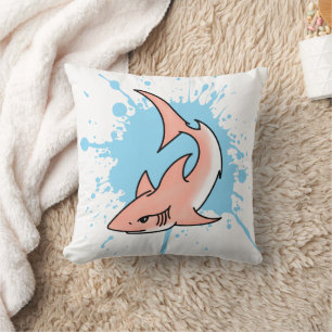 pink shark week cartoon tattoo art ocean animal cushion