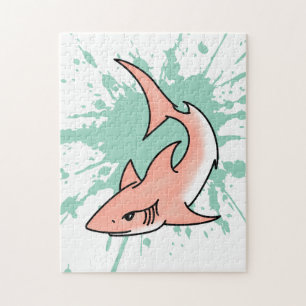 pink shark week cartoon tattoo art ocean animal jigsaw puzzle