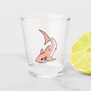 pink shark week cartoon tattoo art ocean animal shot glass