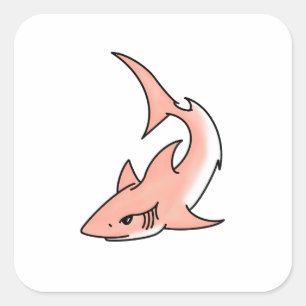pink shark week cartoon tattoo art ocean animal square sticker