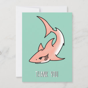 pink shark week cartoon tattoo art ocean animal thank you card