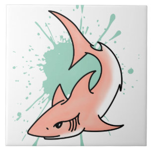 pink shark week cartoon tattoo art ocean animal tile