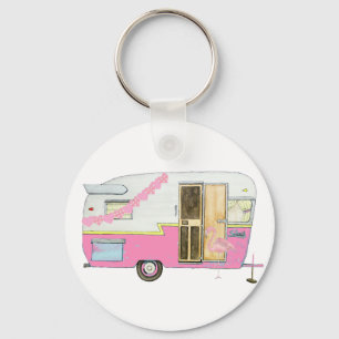 Pink She Shed Vintage Trailer Key Ring