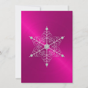 Pink Sheen Snowflake Wedding Invitation