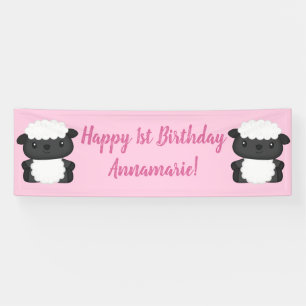 Pink Sheep Birthday Party Banner