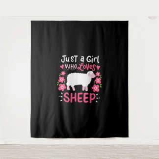 Pink Sheep | Just A Girl Who Loves Sheep Gift Tapestry