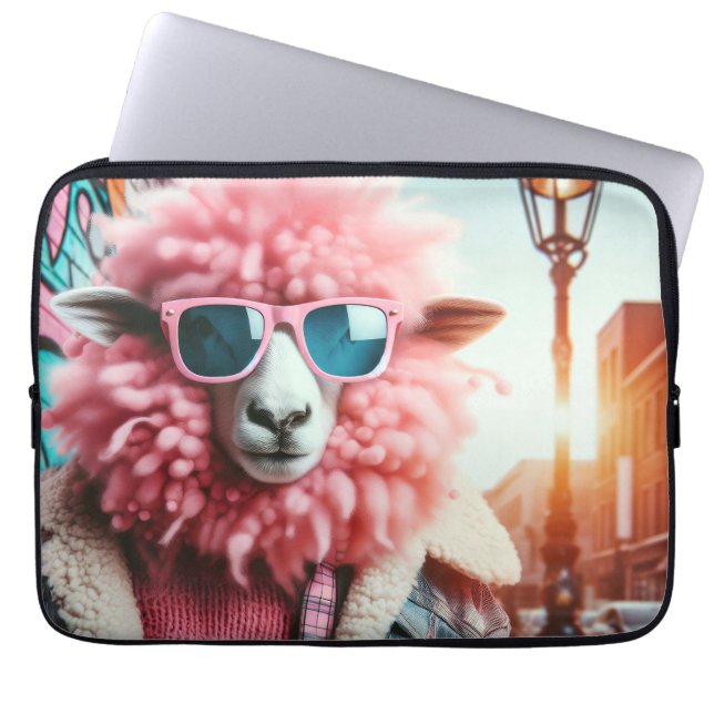 Pink sheep laptop sleeve (Front)
