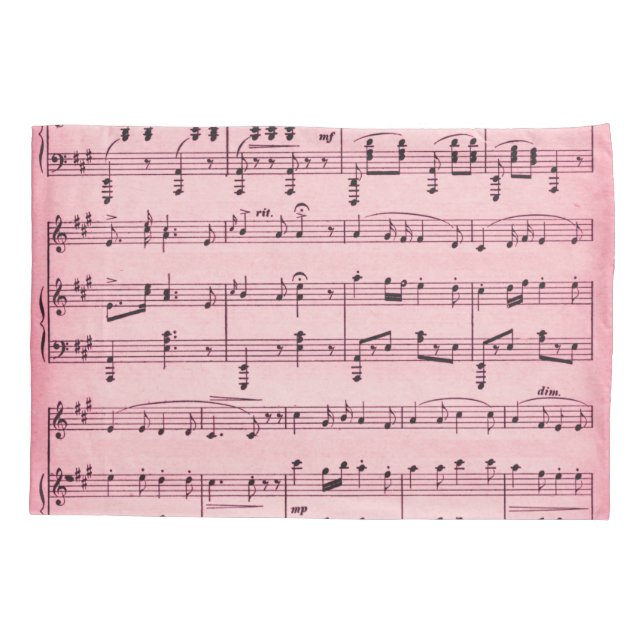 Pink  Sheet Music Pillowcase (Back)