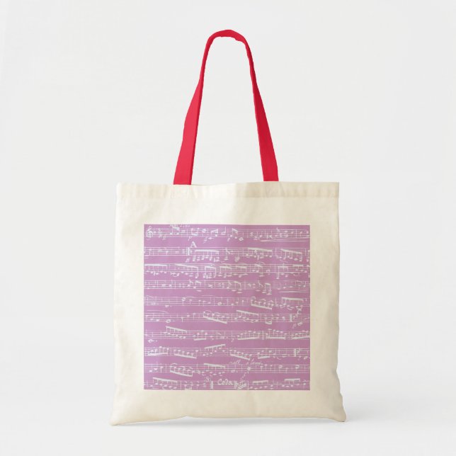 Pink Sheet Music Tote Bag (Front)