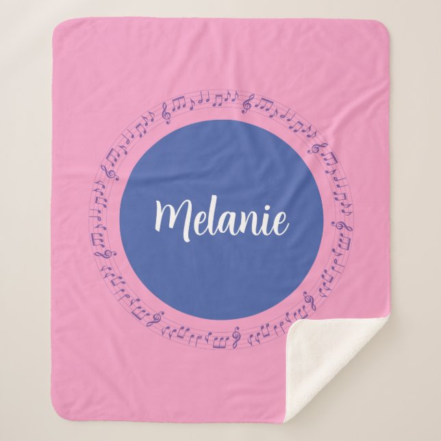 Pink Sherpa Blanket Musical Custom Name (Front)