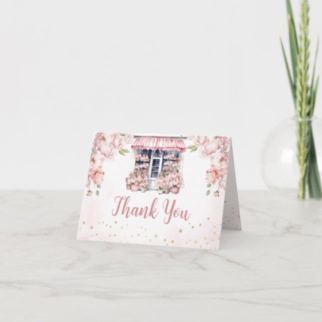 Pink She's Off The Market Bridal Shower Folded Thank You Card (Front)