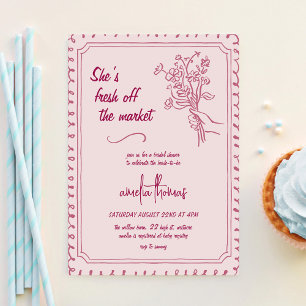 Pink She's Off the Market Bridal Shower Invitation