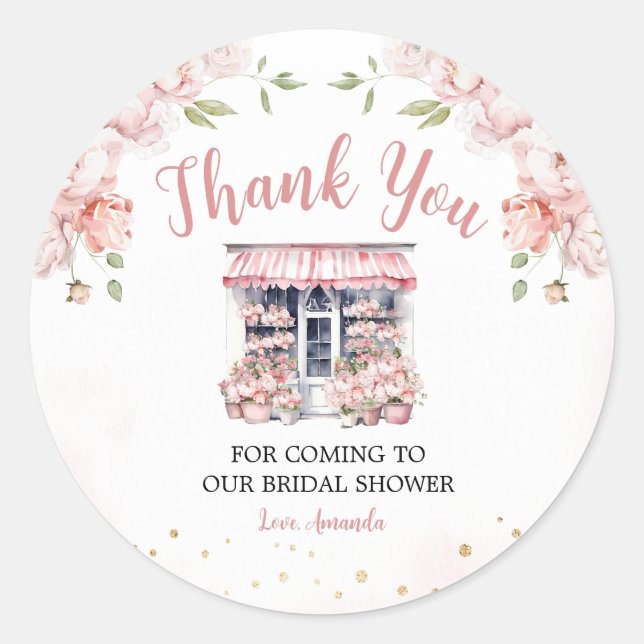Pink She's Off The Market Bridal Shower Thank You Classic Round Sticker (Front)