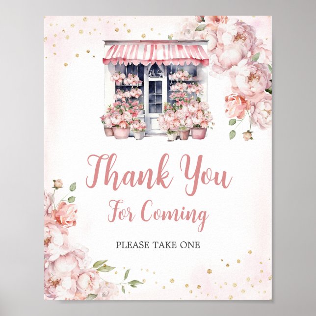 Pink She's Off The Market Bridal Shower Thank You Poster (Front)