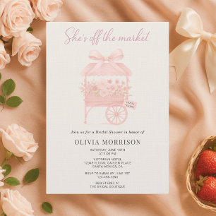 Pink She's Off the Market Flower Bridal Shower Invitation