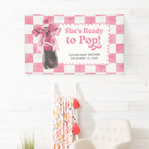 Pink She's Ready to Pop Baby Shower Banner