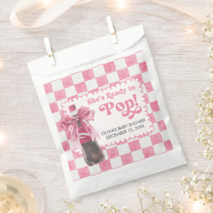 Pink She's Ready to Pop Baby Shower Favour Bags
