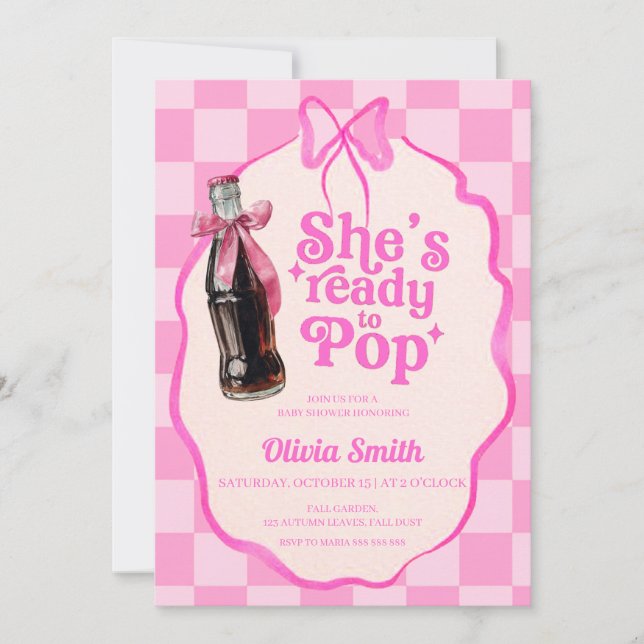 Pink She's Ready to Pop Soda Baby Shower Invitation (Front)