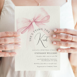 Pink She's Tying the Knot Bridal Shower Invitation