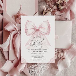 Pink She's Tying the Knot Bridal Shower Invitation