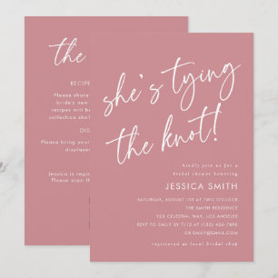 Pink She's Tying the Knot QR Code Bridal Shower Invitation