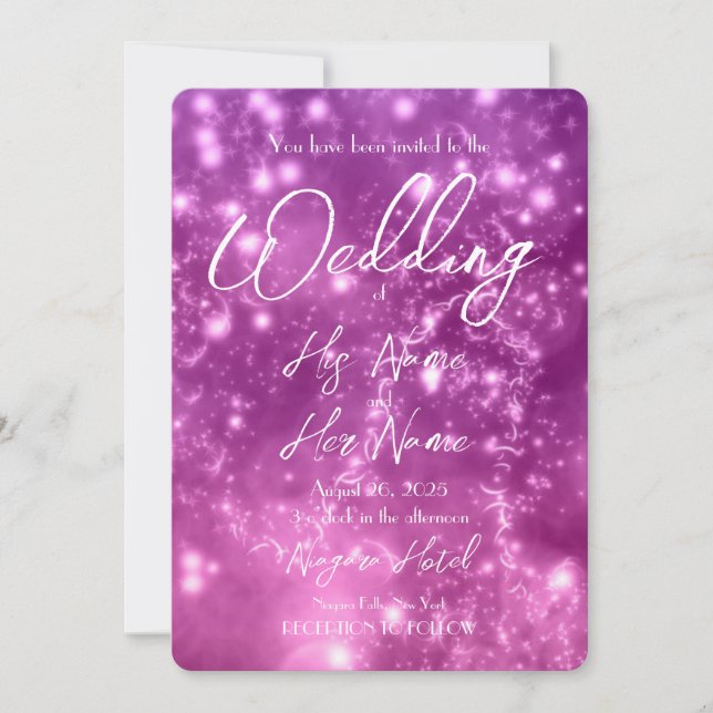 Pink Shimmer Lights - Create Your Own Wedding Invitation (Front)